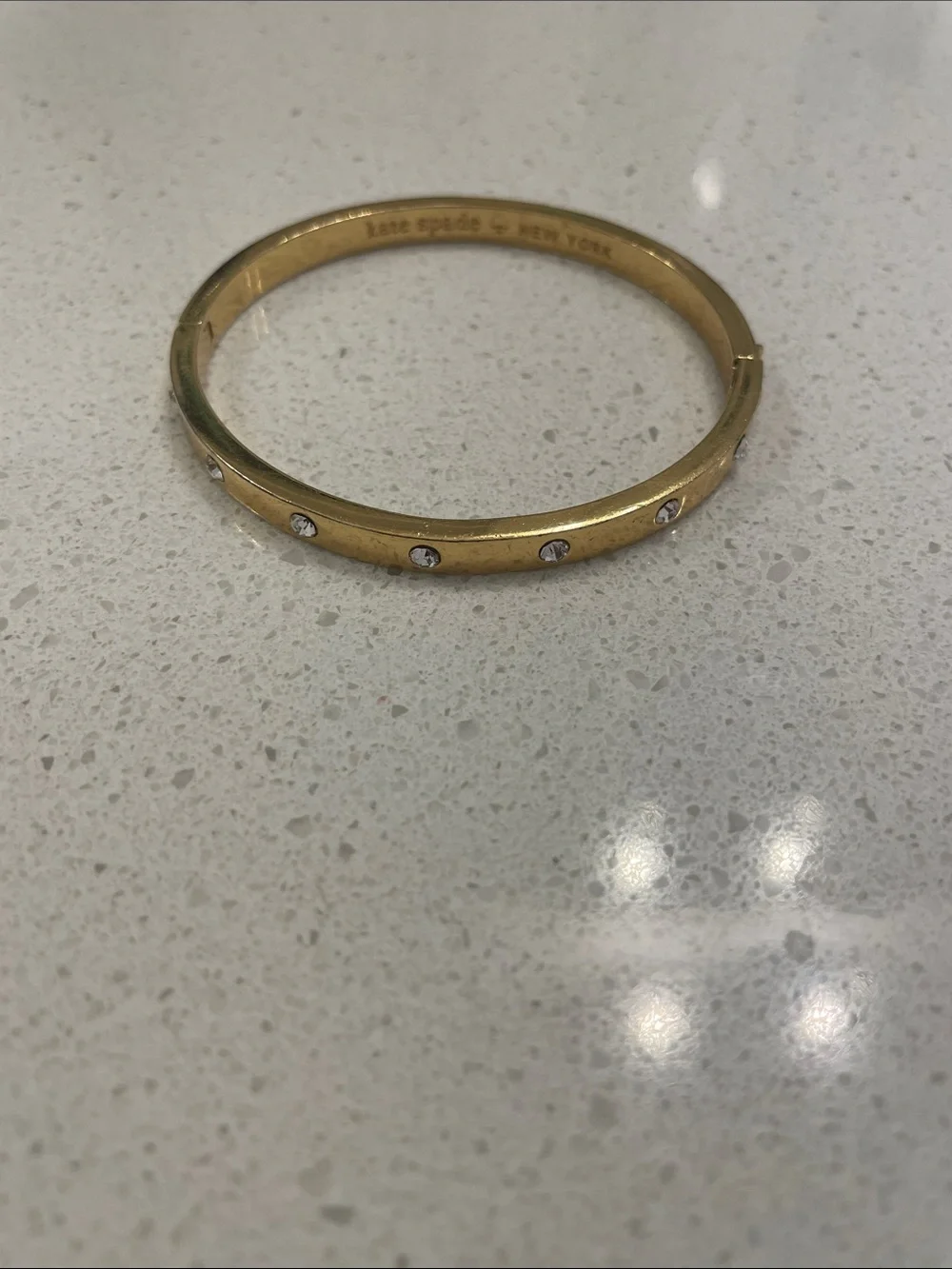kate spade Gold Crystal-Studded Hinged Bangle